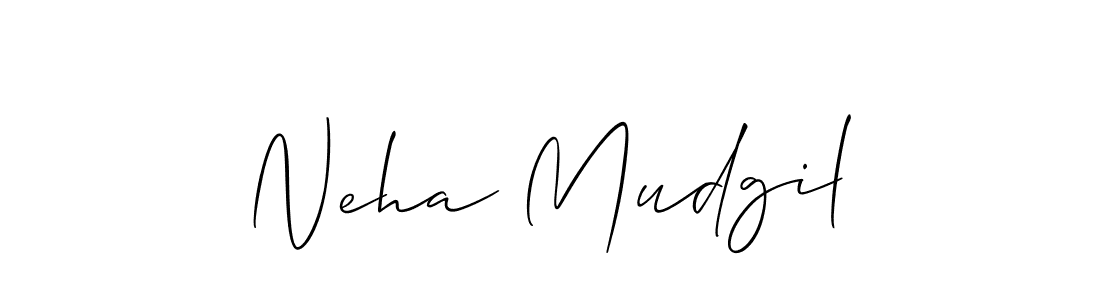 How to make Neha Mudgil name signature. Use Allison_Script style for creating short signs online. This is the latest handwritten sign. Neha Mudgil signature style 2 images and pictures png
