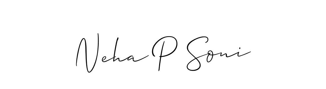 Similarly Allison_Script is the best handwritten signature design. Signature creator online .You can use it as an online autograph creator for name Neha P Soni. Neha P Soni signature style 2 images and pictures png