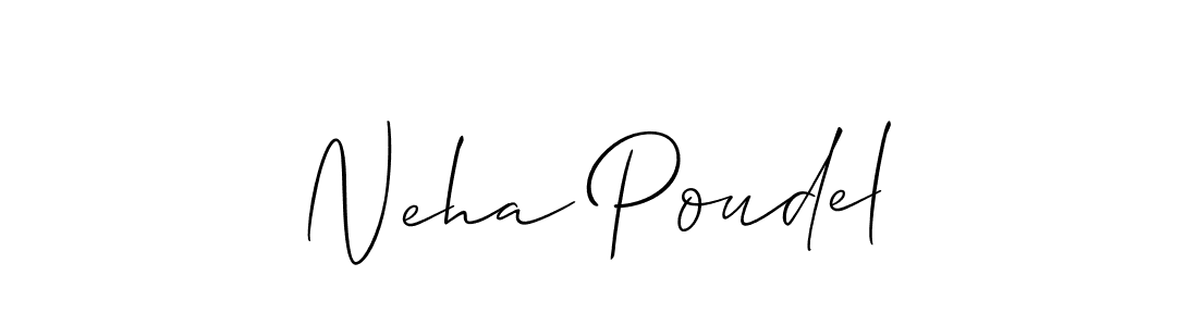 Create a beautiful signature design for name Neha Poudel. With this signature (Allison_Script) fonts, you can make a handwritten signature for free. Neha Poudel signature style 2 images and pictures png