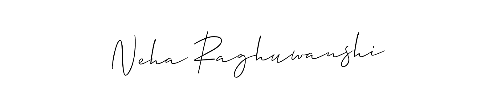 The best way (Allison_Script) to make a short signature is to pick only two or three words in your name. The name Neha Raghuwanshi include a total of six letters. For converting this name. Neha Raghuwanshi signature style 2 images and pictures png