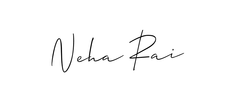 Make a short Neha Rai signature style. Manage your documents anywhere anytime using Allison_Script. Create and add eSignatures, submit forms, share and send files easily. Neha Rai signature style 2 images and pictures png