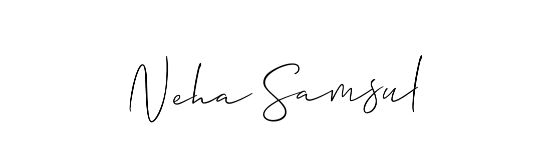 Use a signature maker to create a handwritten signature online. With this signature software, you can design (Allison_Script) your own signature for name Neha Samsul. Neha Samsul signature style 2 images and pictures png