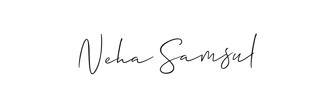 Make a short Neha Samsul signature style. Manage your documents anywhere anytime using Allison_Script. Create and add eSignatures, submit forms, share and send files easily. Neha Samsul signature style 2 images and pictures png