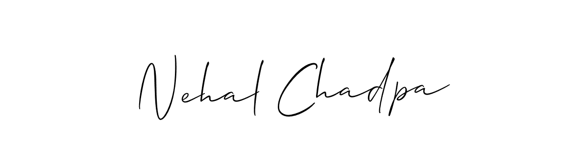 This is the best signature style for the Nehal Chadpa name. Also you like these signature font (Allison_Script). Mix name signature. Nehal Chadpa signature style 2 images and pictures png