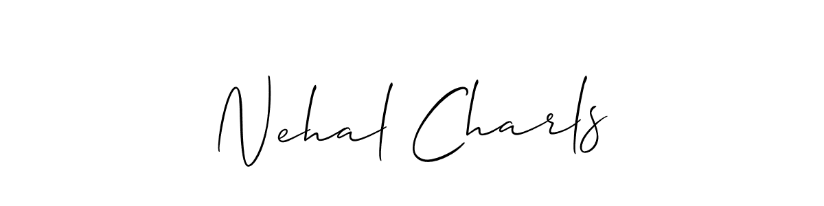 How to make Nehal Charls name signature. Use Allison_Script style for creating short signs online. This is the latest handwritten sign. Nehal Charls signature style 2 images and pictures png