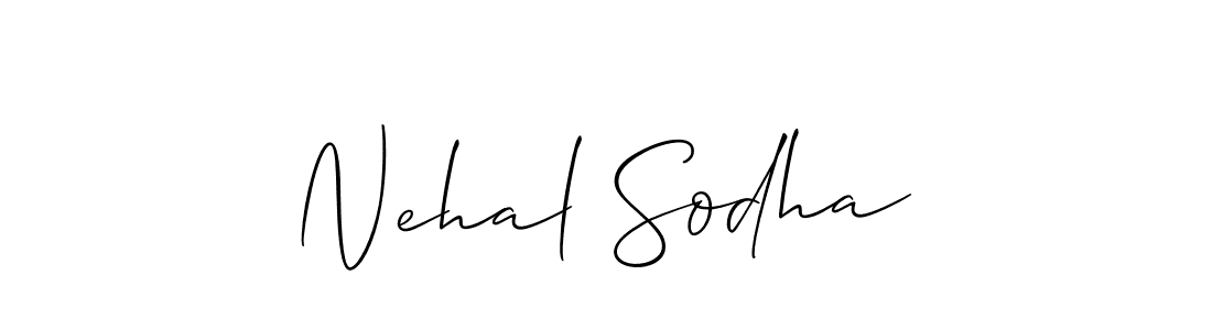 Allison_Script is a professional signature style that is perfect for those who want to add a touch of class to their signature. It is also a great choice for those who want to make their signature more unique. Get Nehal Sodha name to fancy signature for free. Nehal Sodha signature style 2 images and pictures png