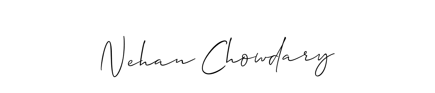 Create a beautiful signature design for name Nehan Chowdary. With this signature (Allison_Script) fonts, you can make a handwritten signature for free. Nehan Chowdary signature style 2 images and pictures png