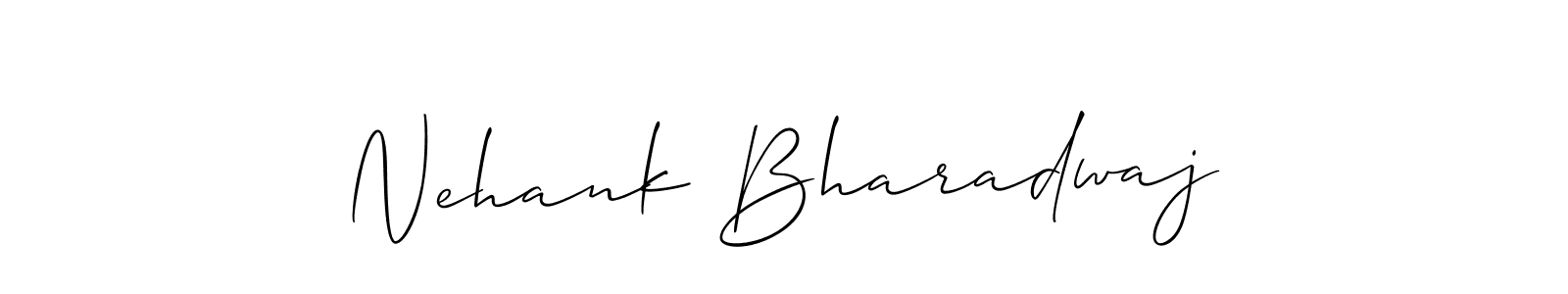 Use a signature maker to create a handwritten signature online. With this signature software, you can design (Allison_Script) your own signature for name Nehank Bharadwaj. Nehank Bharadwaj signature style 2 images and pictures png