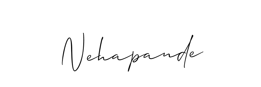 The best way (Allison_Script) to make a short signature is to pick only two or three words in your name. The name Nehapande include a total of six letters. For converting this name. Nehapande signature style 2 images and pictures png