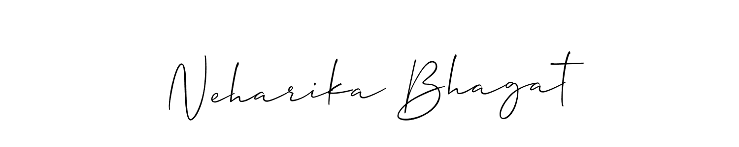 Use a signature maker to create a handwritten signature online. With this signature software, you can design (Allison_Script) your own signature for name Neharika Bhagat. Neharika Bhagat signature style 2 images and pictures png