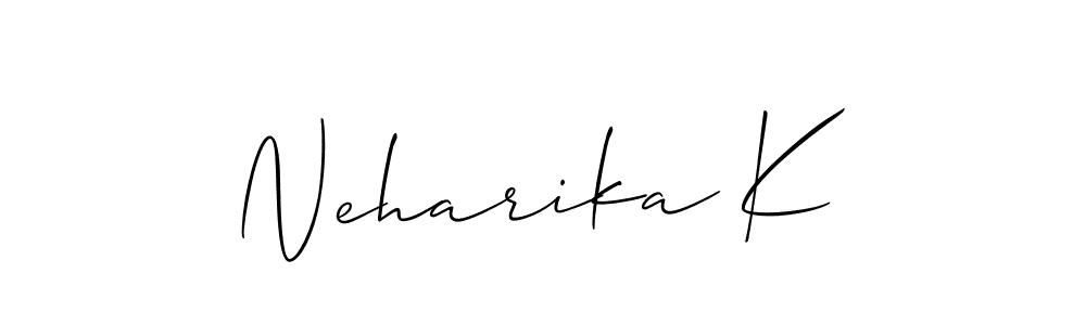 You should practise on your own different ways (Allison_Script) to write your name (Neharika K) in signature. don't let someone else do it for you. Neharika K signature style 2 images and pictures png