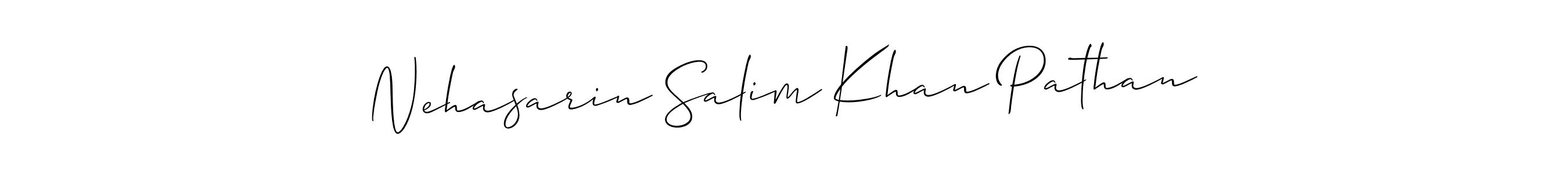 Design your own signature with our free online signature maker. With this signature software, you can create a handwritten (Allison_Script) signature for name Nehasarin Salim Khan Pathan. Nehasarin Salim Khan Pathan signature style 2 images and pictures png