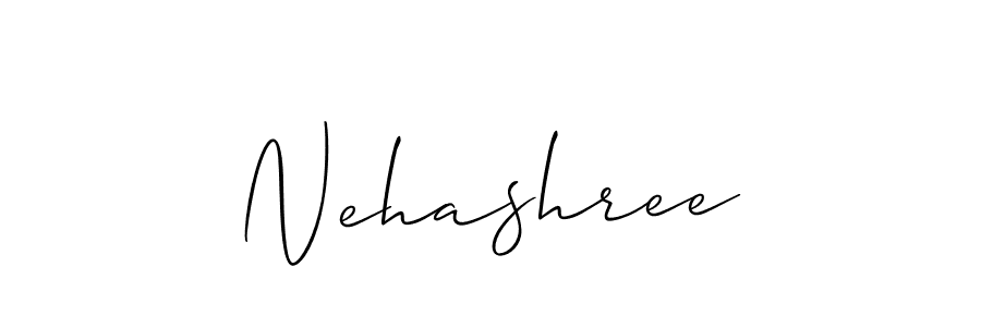 Make a beautiful signature design for name Nehashree. With this signature (Allison_Script) style, you can create a handwritten signature for free. Nehashree signature style 2 images and pictures png