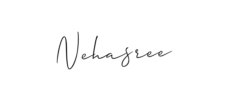 Use a signature maker to create a handwritten signature online. With this signature software, you can design (Allison_Script) your own signature for name Nehasree. Nehasree signature style 2 images and pictures png