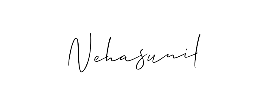 Use a signature maker to create a handwritten signature online. With this signature software, you can design (Allison_Script) your own signature for name Nehasunil. Nehasunil signature style 2 images and pictures png