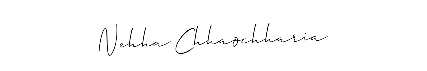 Similarly Allison_Script is the best handwritten signature design. Signature creator online .You can use it as an online autograph creator for name Nehha Chhaochharia. Nehha Chhaochharia signature style 2 images and pictures png