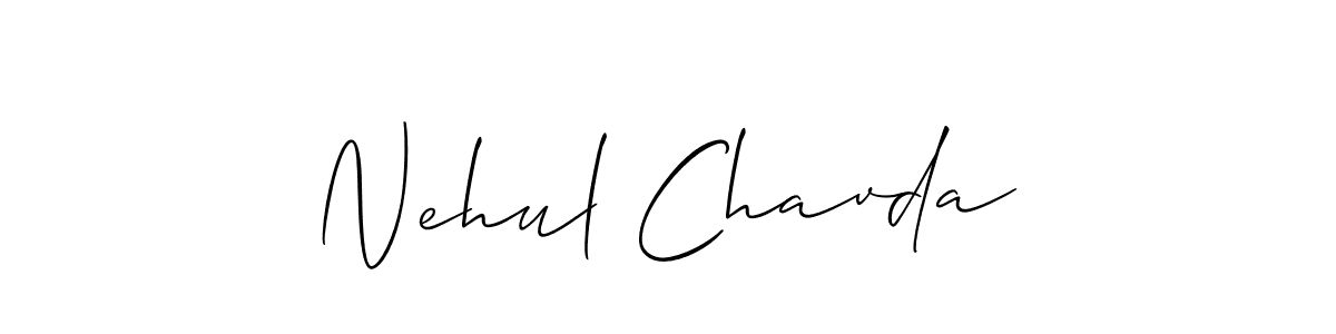 Make a beautiful signature design for name Nehul Chavda. With this signature (Allison_Script) style, you can create a handwritten signature for free. Nehul Chavda signature style 2 images and pictures png