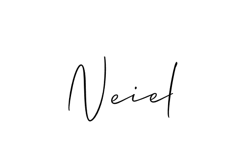 The best way (Allison_Script) to make a short signature is to pick only two or three words in your name. The name Neiel include a total of six letters. For converting this name. Neiel signature style 2 images and pictures png