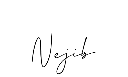 Create a beautiful signature design for name Nejib. With this signature (Allison_Script) fonts, you can make a handwritten signature for free. Nejib signature style 2 images and pictures png