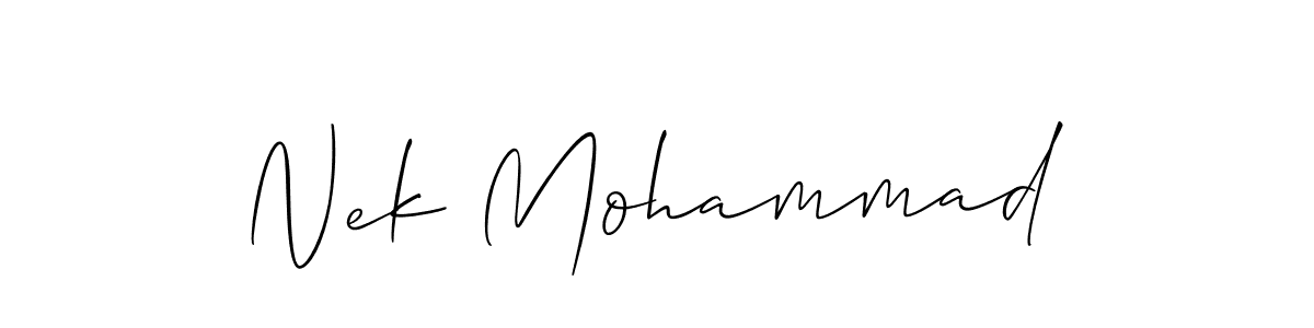 Also You can easily find your signature by using the search form. We will create Nek Mohammad name handwritten signature images for you free of cost using Allison_Script sign style. Nek Mohammad signature style 2 images and pictures png