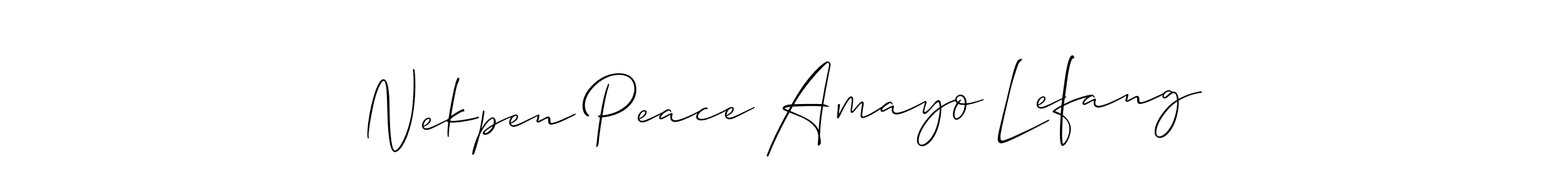 How to make Nekpen Peace Amayo Lefang name signature. Use Allison_Script style for creating short signs online. This is the latest handwritten sign. Nekpen Peace Amayo Lefang signature style 2 images and pictures png