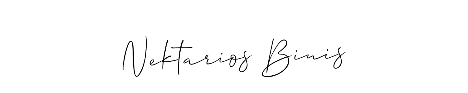 Design your own signature with our free online signature maker. With this signature software, you can create a handwritten (Allison_Script) signature for name Nektarios Binis. Nektarios Binis signature style 2 images and pictures png