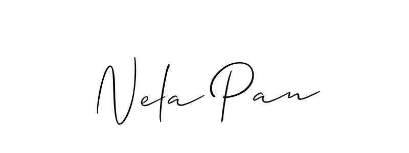 Create a beautiful signature design for name Nela Pan. With this signature (Allison_Script) fonts, you can make a handwritten signature for free. Nela Pan signature style 2 images and pictures png