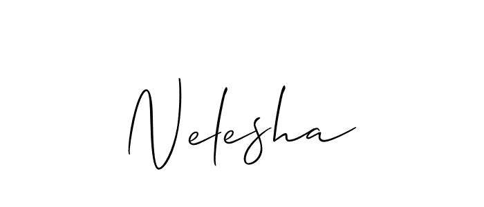 Use a signature maker to create a handwritten signature online. With this signature software, you can design (Allison_Script) your own signature for name Nelesha. Nelesha signature style 2 images and pictures png