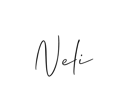 Use a signature maker to create a handwritten signature online. With this signature software, you can design (Allison_Script) your own signature for name Neli. Neli signature style 2 images and pictures png