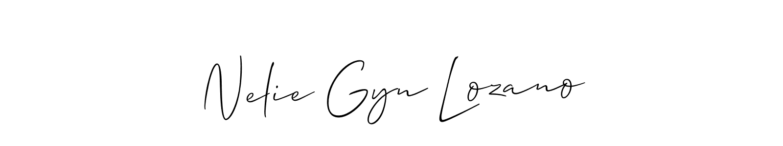 Use a signature maker to create a handwritten signature online. With this signature software, you can design (Allison_Script) your own signature for name Nelie Gyn Lozano. Nelie Gyn Lozano signature style 2 images and pictures png