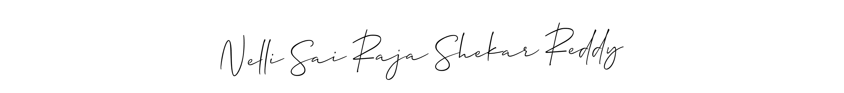 It looks lik you need a new signature style for name Nelli Sai Raja Shekar Reddy. Design unique handwritten (Allison_Script) signature with our free signature maker in just a few clicks. Nelli Sai Raja Shekar Reddy signature style 2 images and pictures png