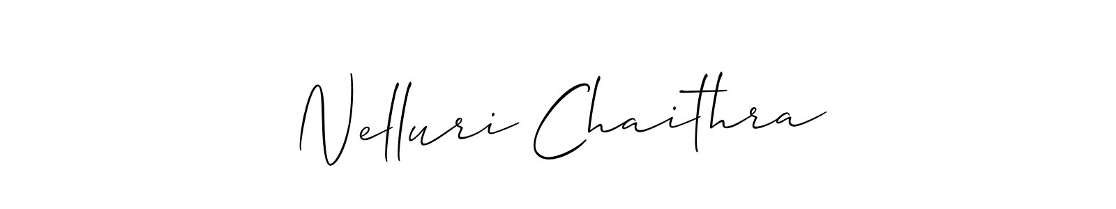 How to make Nelluri Chaithra name signature. Use Allison_Script style for creating short signs online. This is the latest handwritten sign. Nelluri Chaithra signature style 2 images and pictures png