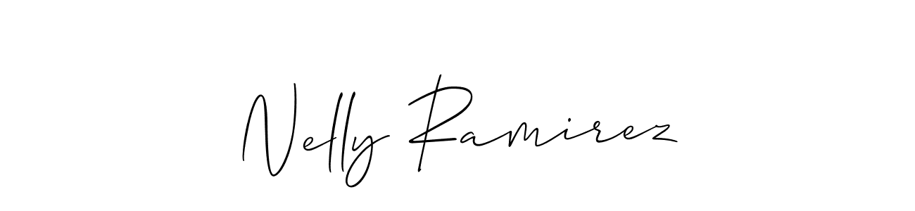 How to make Nelly Ramirez name signature. Use Allison_Script style for creating short signs online. This is the latest handwritten sign. Nelly Ramirez signature style 2 images and pictures png