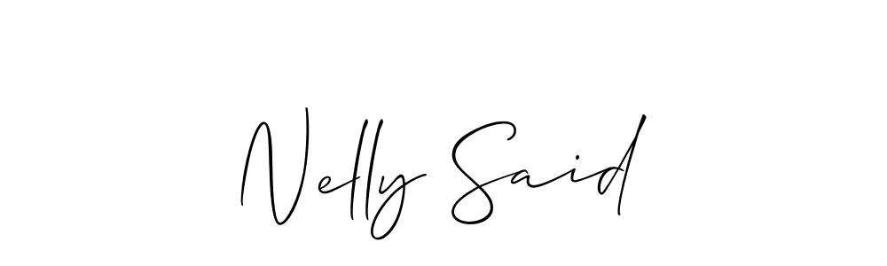 Use a signature maker to create a handwritten signature online. With this signature software, you can design (Allison_Script) your own signature for name Nelly Said. Nelly Said signature style 2 images and pictures png