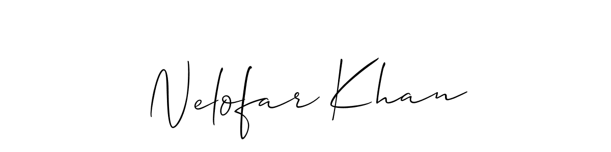 if you are searching for the best signature style for your name Nelofar Khan. so please give up your signature search. here we have designed multiple signature styles  using Allison_Script. Nelofar Khan signature style 2 images and pictures png
