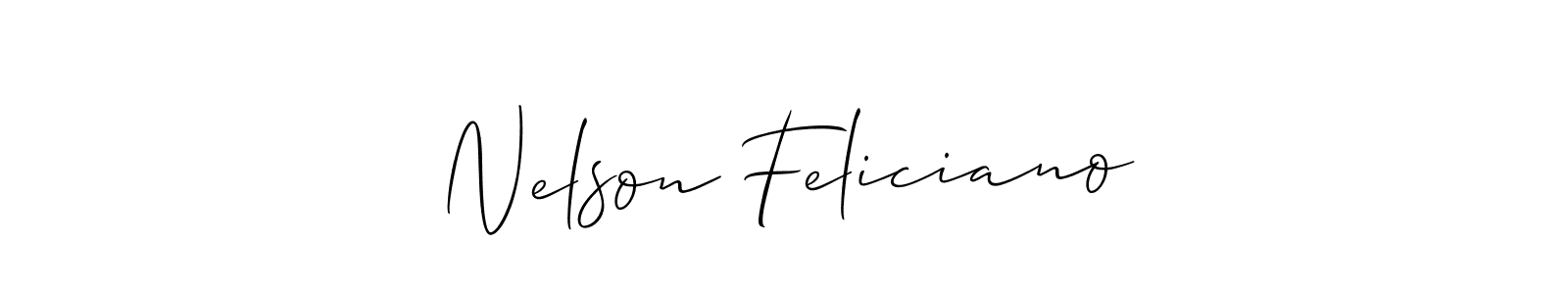 The best way (Allison_Script) to make a short signature is to pick only two or three words in your name. The name Nelson Feliciano include a total of six letters. For converting this name. Nelson Feliciano signature style 2 images and pictures png