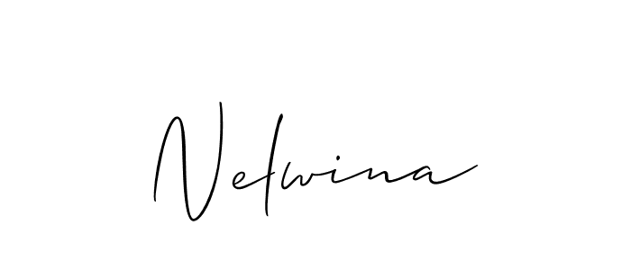 Use a signature maker to create a handwritten signature online. With this signature software, you can design (Allison_Script) your own signature for name Nelwina. Nelwina signature style 2 images and pictures png