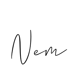Design your own signature with our free online signature maker. With this signature software, you can create a handwritten (Allison_Script) signature for name Nem. Nem signature style 2 images and pictures png