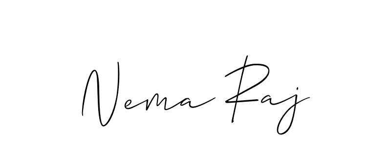 Use a signature maker to create a handwritten signature online. With this signature software, you can design (Allison_Script) your own signature for name Nema Raj. Nema Raj signature style 2 images and pictures png