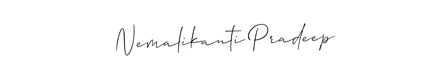 It looks lik you need a new signature style for name Nemalikanti Pradeep. Design unique handwritten (Allison_Script) signature with our free signature maker in just a few clicks. Nemalikanti Pradeep signature style 2 images and pictures png