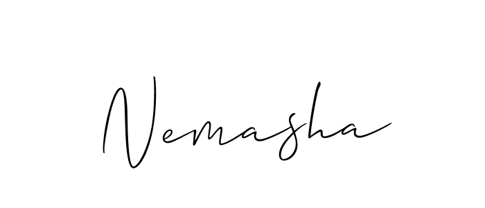 Use a signature maker to create a handwritten signature online. With this signature software, you can design (Allison_Script) your own signature for name Nemasha. Nemasha signature style 2 images and pictures png