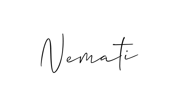 Also we have Nemati name is the best signature style. Create professional handwritten signature collection using Allison_Script autograph style. Nemati signature style 2 images and pictures png