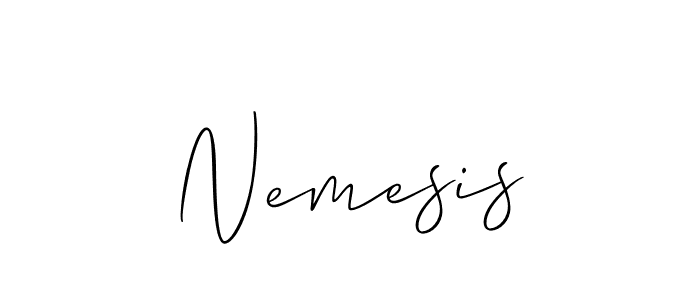 Make a beautiful signature design for name Nemesis. With this signature (Allison_Script) style, you can create a handwritten signature for free. Nemesis signature style 2 images and pictures png