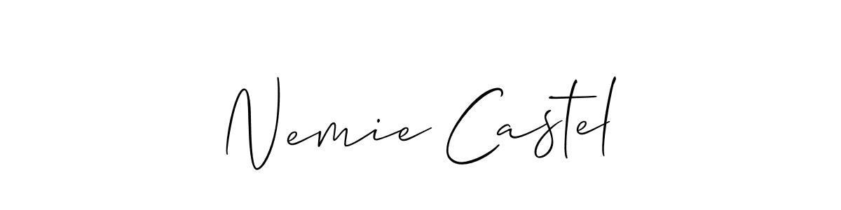 You should practise on your own different ways (Allison_Script) to write your name (Nemie Castel) in signature. don't let someone else do it for you. Nemie Castel signature style 2 images and pictures png