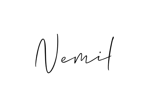 Allison_Script is a professional signature style that is perfect for those who want to add a touch of class to their signature. It is also a great choice for those who want to make their signature more unique. Get Nemil name to fancy signature for free. Nemil signature style 2 images and pictures png