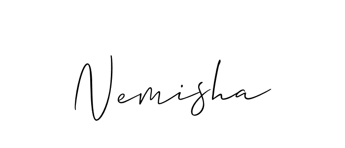 Allison_Script is a professional signature style that is perfect for those who want to add a touch of class to their signature. It is also a great choice for those who want to make their signature more unique. Get Nemisha name to fancy signature for free. Nemisha signature style 2 images and pictures png