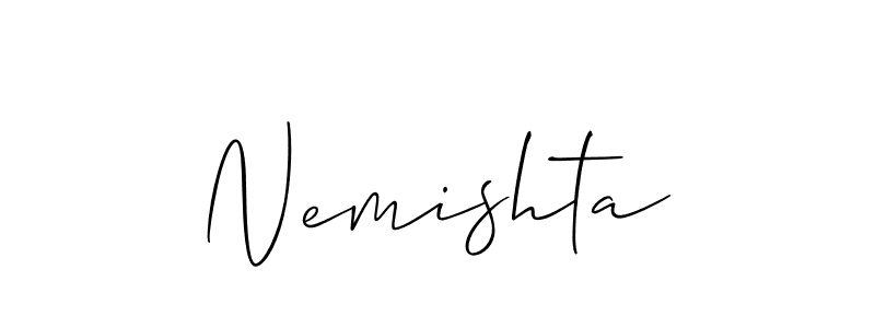 It looks lik you need a new signature style for name Nemishta. Design unique handwritten (Allison_Script) signature with our free signature maker in just a few clicks. Nemishta signature style 2 images and pictures png