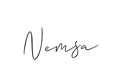 You should practise on your own different ways (Allison_Script) to write your name (Nemsa) in signature. don't let someone else do it for you. Nemsa signature style 2 images and pictures png