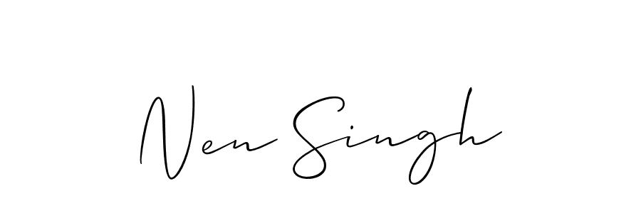 The best way (Allison_Script) to make a short signature is to pick only two or three words in your name. The name Nen Singh include a total of six letters. For converting this name. Nen Singh signature style 2 images and pictures png