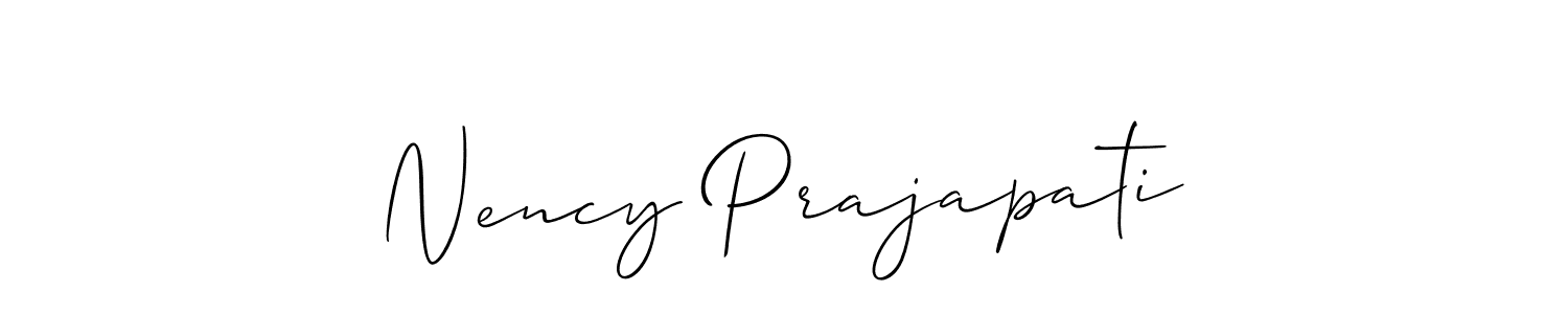 Also You can easily find your signature by using the search form. We will create Nency Prajapati name handwritten signature images for you free of cost using Allison_Script sign style. Nency Prajapati signature style 2 images and pictures png